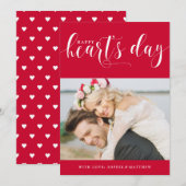 Red Happy Heart-dag | Foto-Valentijnsdag Feestdagenkaart (Voorkant / Achterkant)
