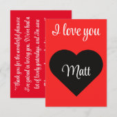 Red Happy heart romance graphic Bedankkaart (Voorkant / Achterkant)