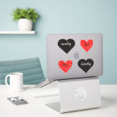 Red Happy heart romance graphic Sticker (Laptop op bureau)