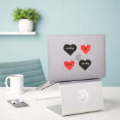 Red Happy heart romance graphic Sticker (Laptop op bureau)