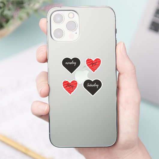 Red Happy heart romance graphic Sticker (Telefoon)