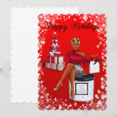 Red Happy Holiday Briefkaart (Voorkant / Achterkant)