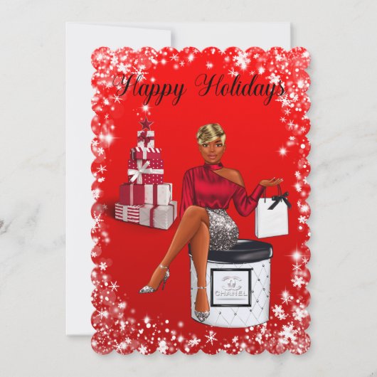 Red Happy Holiday Briefkaart (Voorkant)