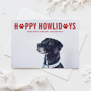 Red Happy Howlidays Modern Typography Pet Holiday Feestdagenkaart