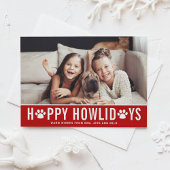 Red Happy Howlidays Modern Typography Pet Holiday Feestdagenkaart