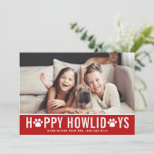 Red Happy Howlidays Modern Typography Pet Holiday Feestdagenkaart (Staand voorkant)