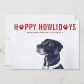 Red Happy Howlidays Modern Typography Pet Holiday Feestdagenkaart (Voorkant)