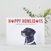 Red Happy Howlidays Modern Typography Pet Holiday Feestdagenkaart (Staand voorkant)