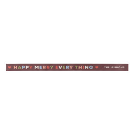 Red Happy Merry Everything Christmas Ribbon Satijnen Lint