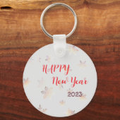 Red Happy New Year Sleutelhanger (Voorkant)