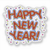 Red Happy New Year   Sticker (Voorkant)
