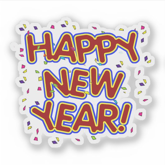 Red Happy New Year   Sticker (Voorkant)