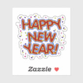 Red Happy New Year   Sticker (Vel)