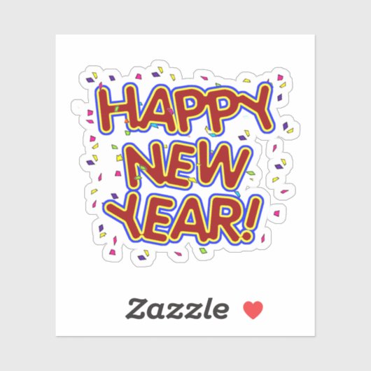 Red Happy New Year   Sticker (Vel)