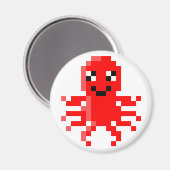 Red Happy Pixel Squid Magneet (Voorkant / Achterkant)
