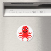 Red Happy Pixel Squid Magneet (Insitu (Vaatwasser))