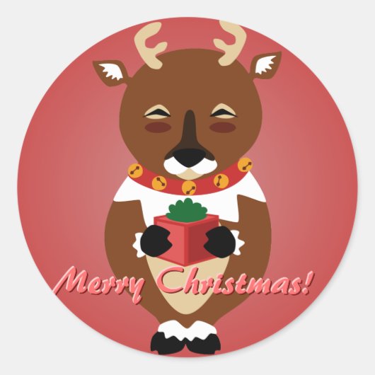 Red Happy Reindeer Stickers (Voorkant)
