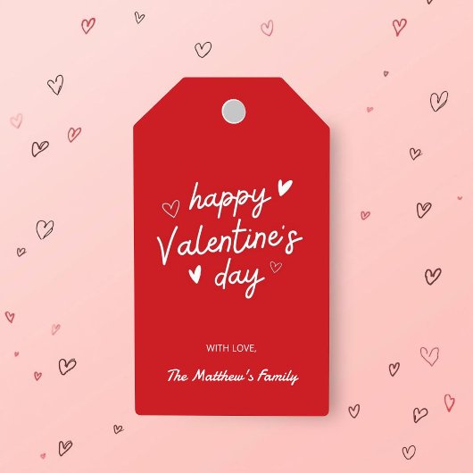 Red Happy Valentine’s Day Gift Tag Cadeaulabel