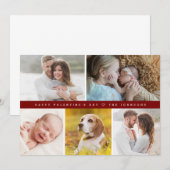 Red Happy valentine's day Custom family Photos Kaart (Voorkant / Achterkant)