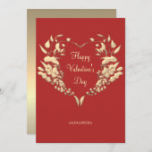 Red Happy Valentine's Day Feestdagenkaart (Voorkant / Achterkant)