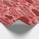 Red Happy Valentine's Day Wrapping Paper Cadeaupapier (Hoek)