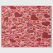 Red Happy Valentine's Day Wrapping Paper Cadeaupapier (Vlak)