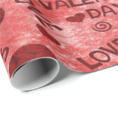 Red Happy Valentine's Day Wrapping Paper Cadeaupapier (Rol Hoek)
