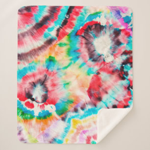 Red Hard Grunge. Shibori Pattern. Golden Brush Gra Sherpa Deken