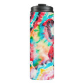 Red Hard Grunge. Shibori Pattern. Golden Brush Gra Thermosbeker (Voorkant)