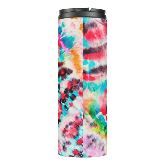 Red Hard Grunge. Shibori Pattern. Golden Brush Gra Thermosbeker (Achterkant)