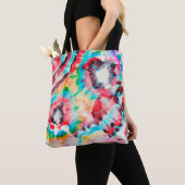 Red Hard Grunge. Shibori Pattern. Golden Brush Gra Tote Bag (Dichtbij)