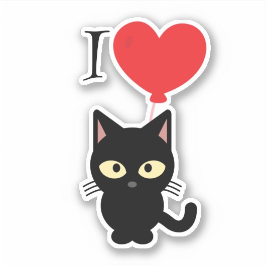 Red Hart I Love Cats Sticker (Voorkant)