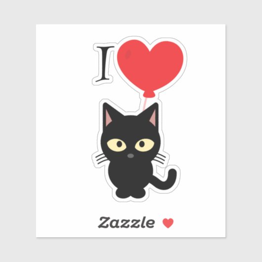Red Hart I Love Cats Sticker (Vel)