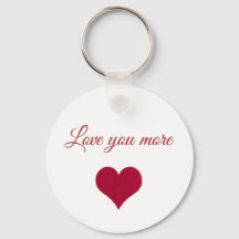 Red hart Love you more Button Sleutelhanger