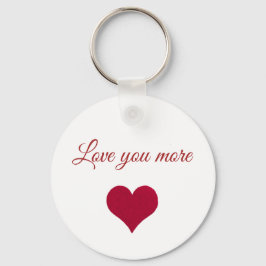 Red hart Love you more Button Sleutelhanger