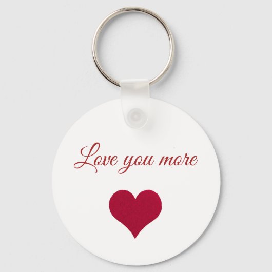 Red hart Love you more Button Sleutelhanger (Voorkant)