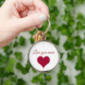 Red hart Love you more Button Sleutelhanger (Hand)