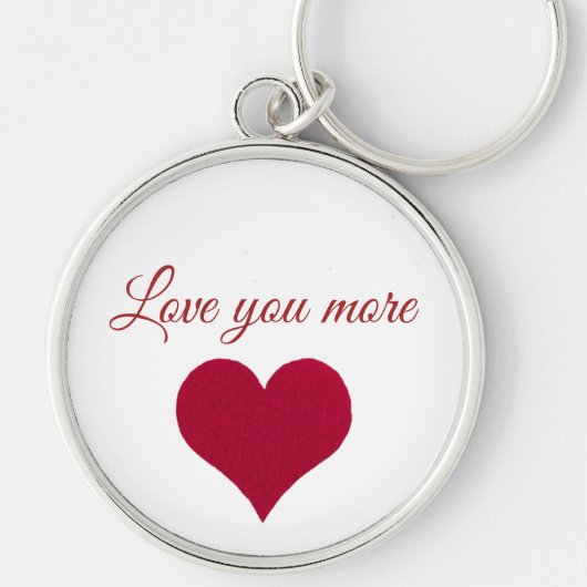 Red hart Love you more Button Sleutelhanger (Voorkant)