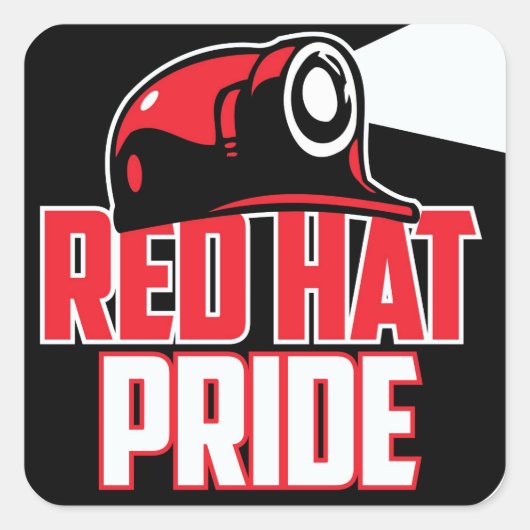 RED HAT PRIDE VIERKANTE STICKER (Voorkant)