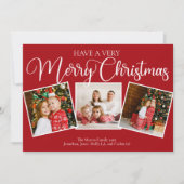 Red Have a Very Merry Christmas 3 Fotocollage Feestdagenkaart (Voorkant)