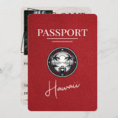 Red Hawaii Passport Bewaar de datum Save The Date (Voorkant / Achterkant)