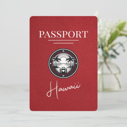 Red Hawaii Passport Bewaar de datum Save The Date (Staand voorkant)