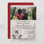 Red Hawaii Passport Wedding Invitation Kaart (Voorkant / Achterkant)