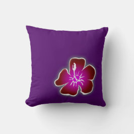 Red Hawaiian Hibiscus Flower on Paars Pillow Kussen