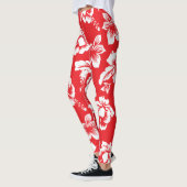 Red Hawaiian Hibiscus Flowers Leggings (Links)