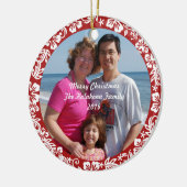 Red Hawaiian Hibiscus Kerstfotoornament Keramisch Ornament (Links)