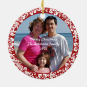 Red Hawaiian Hibiscus Kerstfotoornament Keramisch Ornament (Achterkant)
