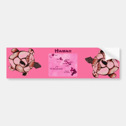 Red Hawaiian Honu Turtle bumper sticker (Voorkant)