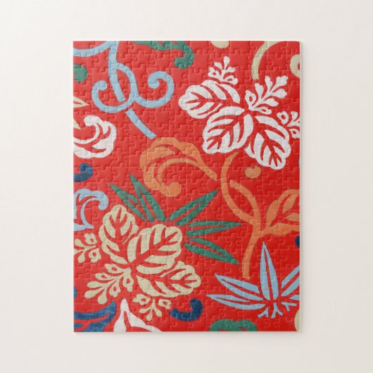 Red Hawaiian Japans Kimono Design Floral Legpuzzel (Verticaal)