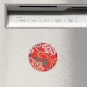 Red Hawaiian Japans Kimono Design Floral Magneet (Insitu (Vaatwasser))